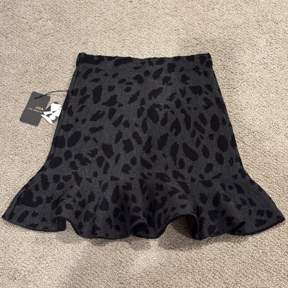 NWT J.O.A. Black Animal Print Skirt